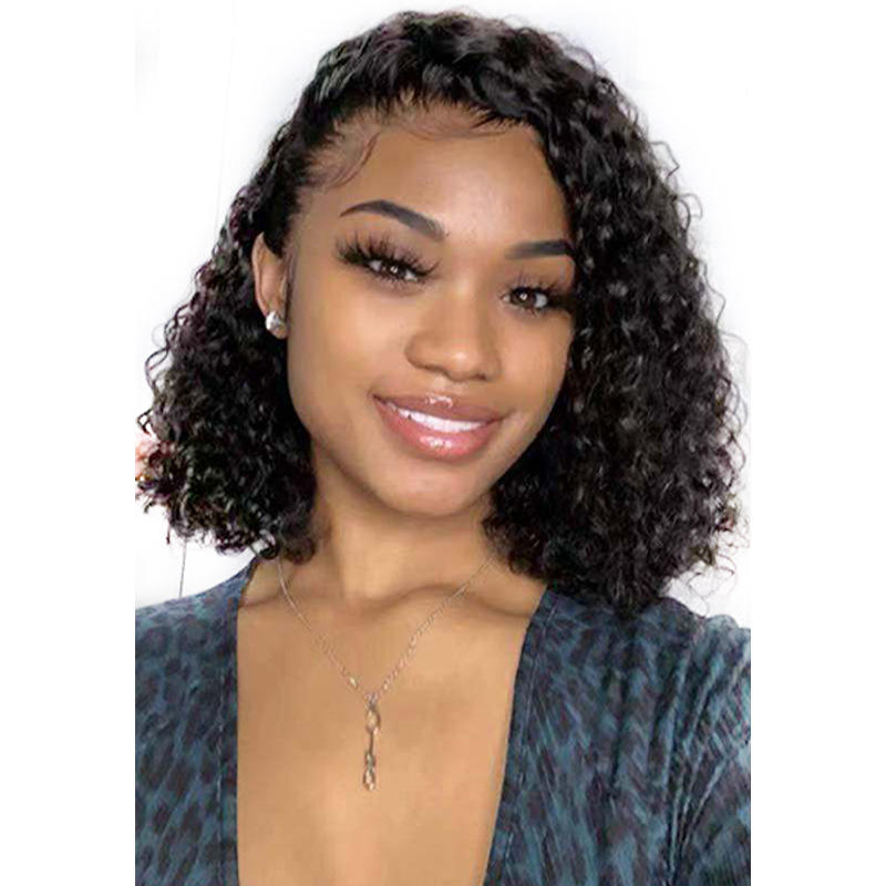 Transparent Lace Front Wig Short Curly Synthetic Hair Rose Net Cap